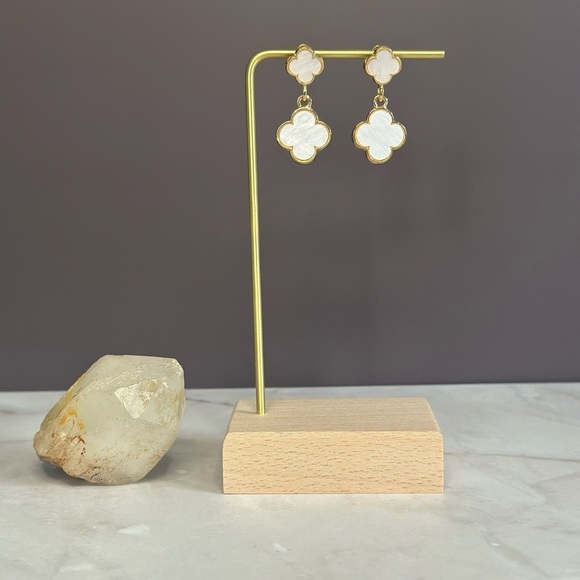 Double Clover Drop Earrings - Picture 2 of 5